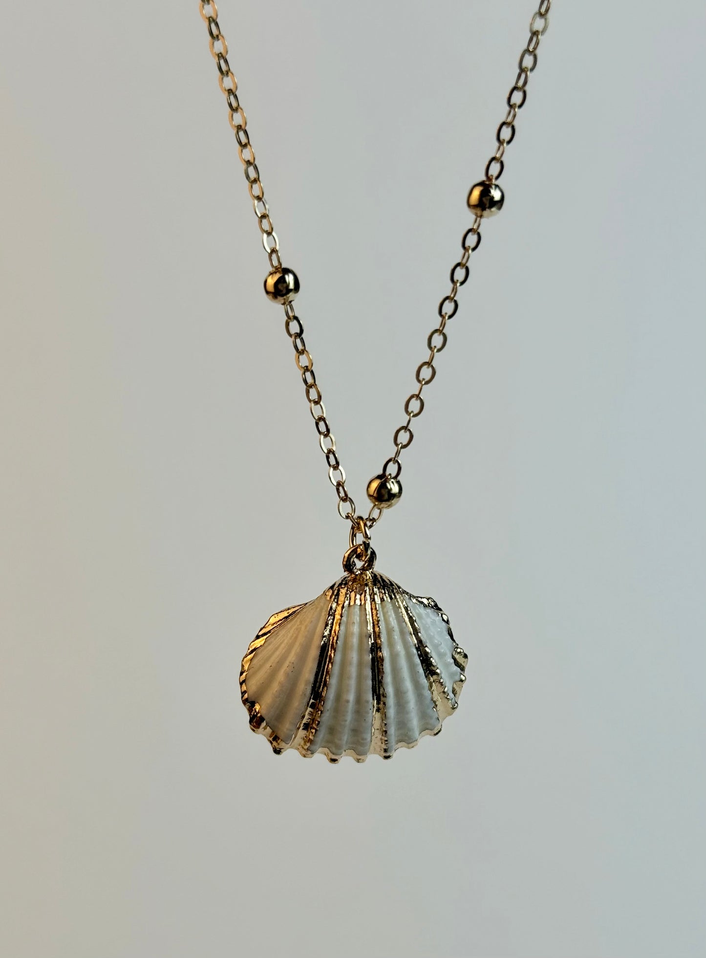 Mittelgroße Halskette aus natürlicher Muschel in Weiß und Gold
