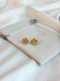 Gold Plated Golden Clover Earrings, Lucky Five Leaves Clover Earrings, Stainless Steel Gold Plated Earrings, Lucky Jewelry for Her