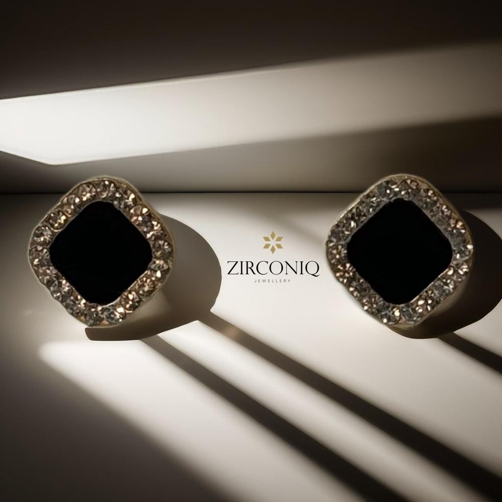 Chic Black Gem Stud Earring
