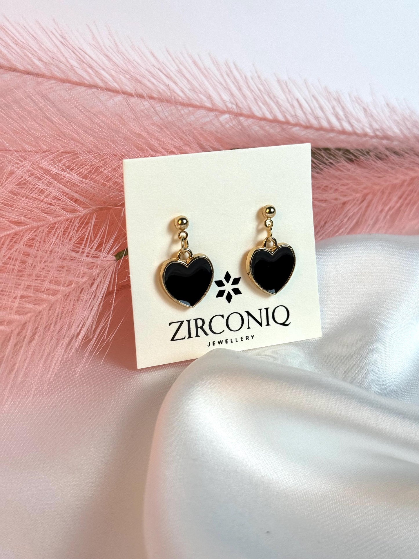 Black Heart Dangle Earrings
