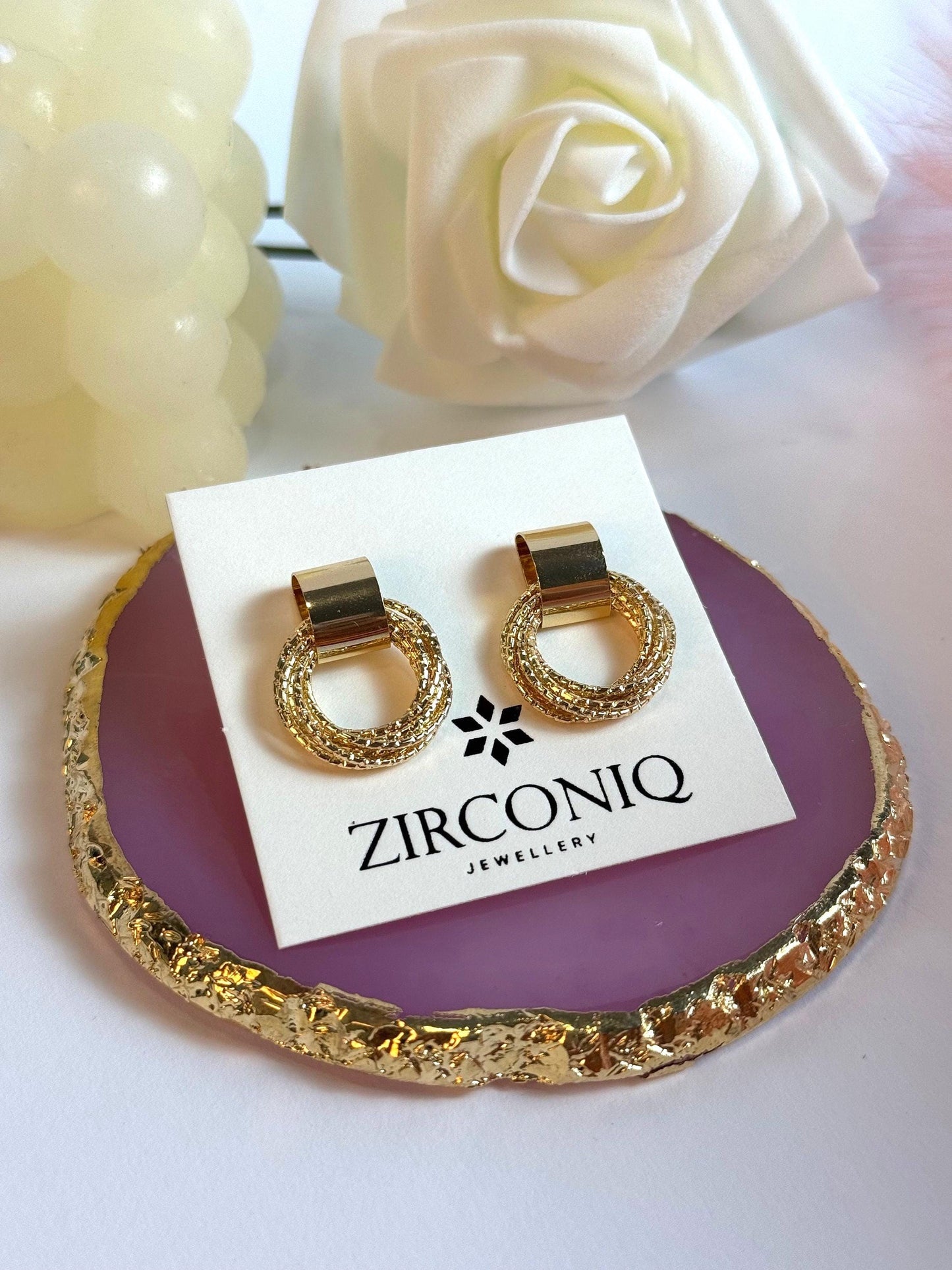 Multi Circle Layered Drop Earrings