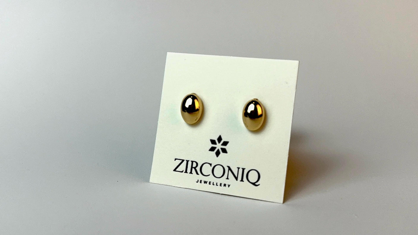 18K Gold-Plated Oval Stud Earrings