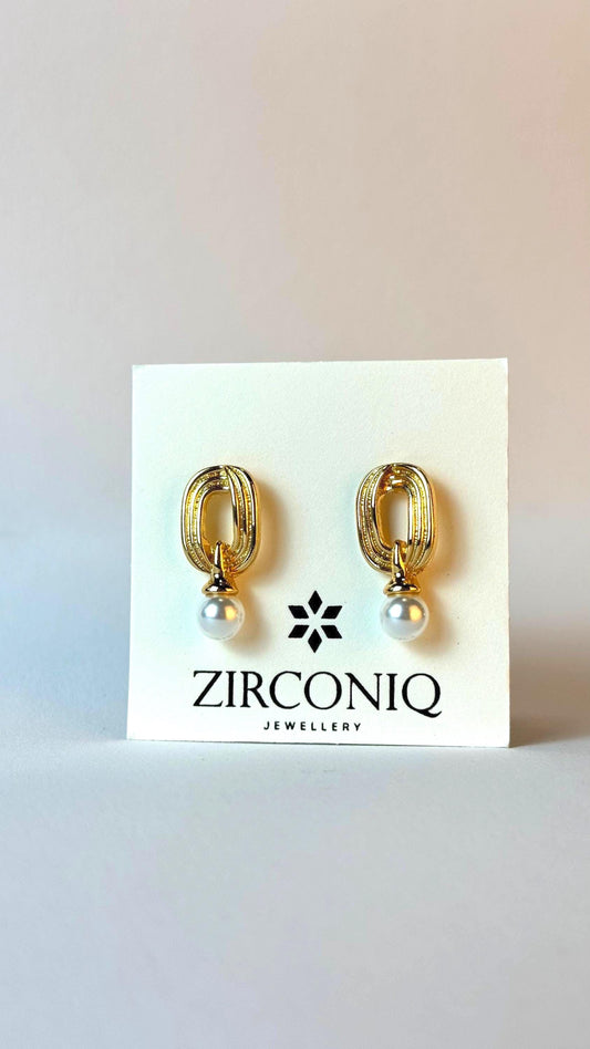 Gold Oval Drop Earrings