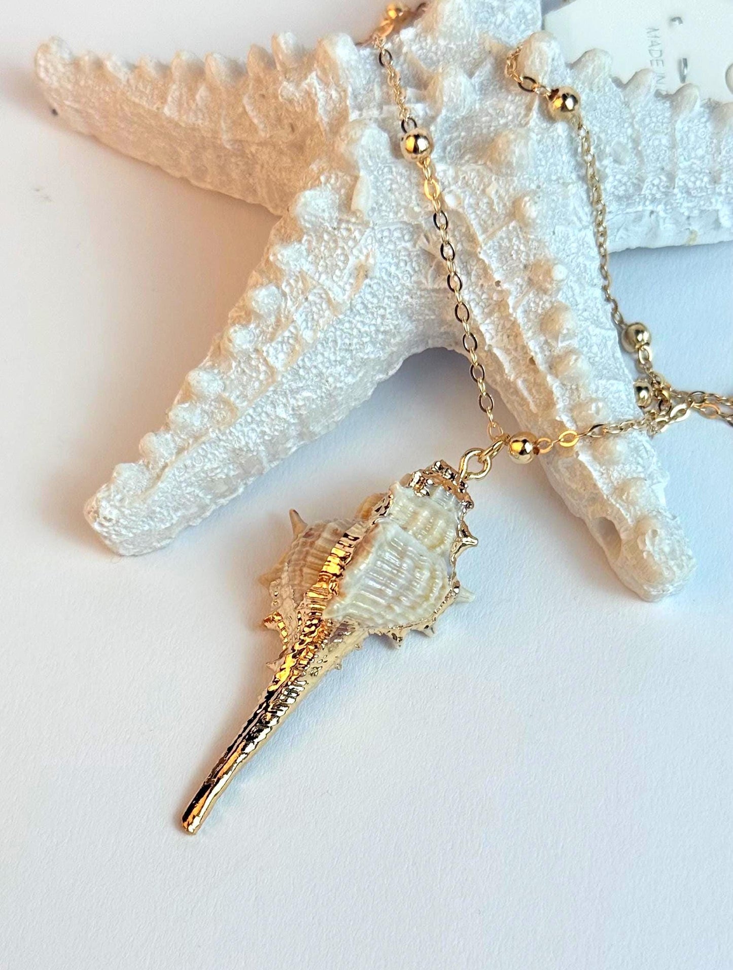 Large Gold Natural Shell necklace