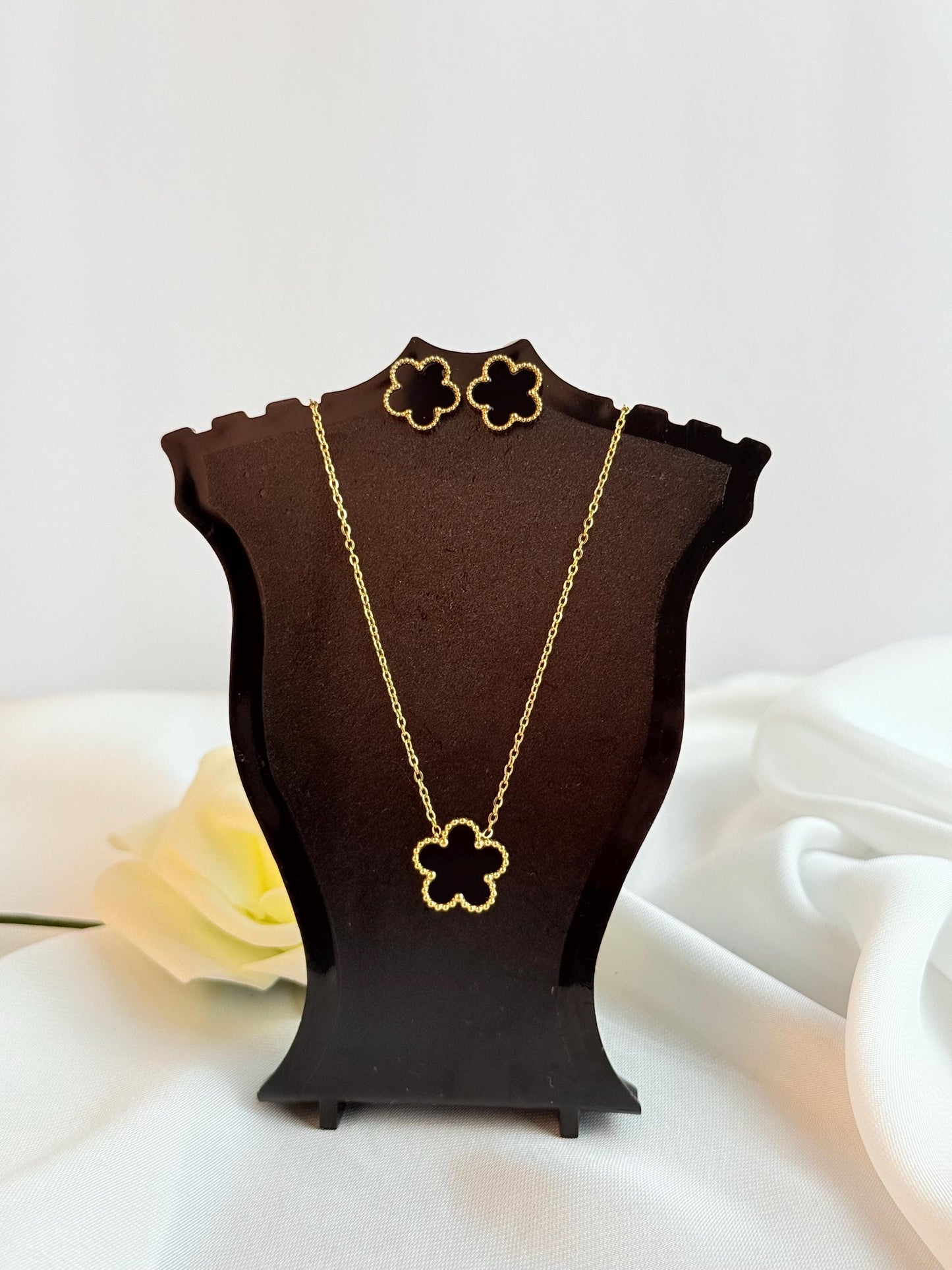 Gold Plated Black Gold Clover Necklace