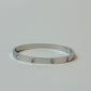 Zircon Studded Stainless Steel Silver Plated Bangle Bracelet - Silver