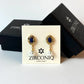18K Gold Plated Pearl Drop Earrings with Blue Gemstones