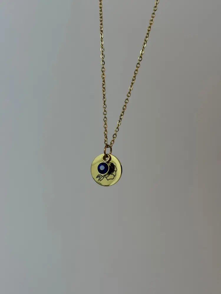 18K Gold Plated Personalized Birthstone Pendant - Golden - Birthstone Necklace