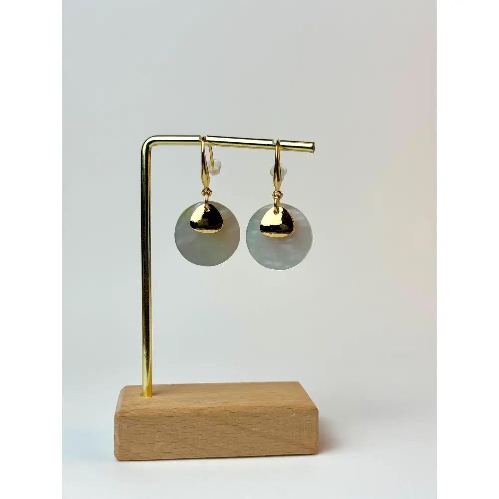 18k Gold-Plated Shell Disc Drop Earrings