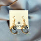 Gold Crescent Moon Earrings with Crystal Drops