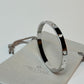 Zircon Studded Stainless Steel Silver Plated Bangle Bracelet - Silver