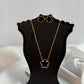 Five Leaf Black Clover Necklace Set