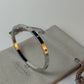 Zircon Studded Stainless Steel Silver Plated Bangle Bracelet - Silver