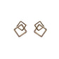 Gold Double Square Earrings with Crystals