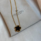 Five Leaf Black Clover Necklace Set