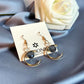 Gold Crescent Moon Earrings with Crystal Drops