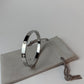 Zircon Studded Stainless Steel Silver Plated Bangle Bracelet - Silver