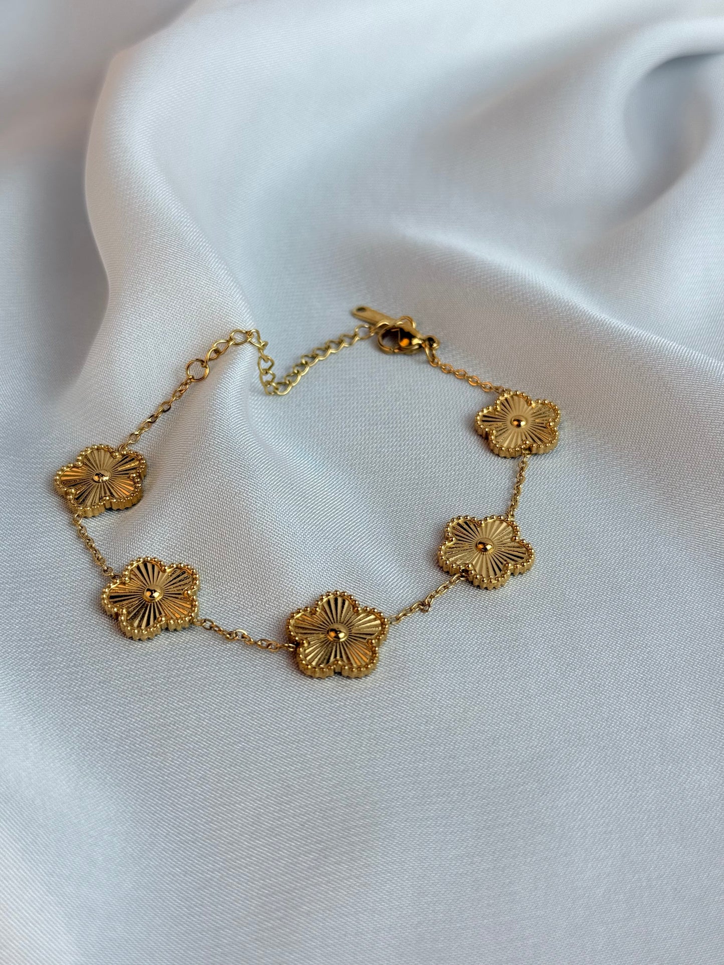 Fünfblättriges Kleeblatt Armband Gold - Glücksarmband