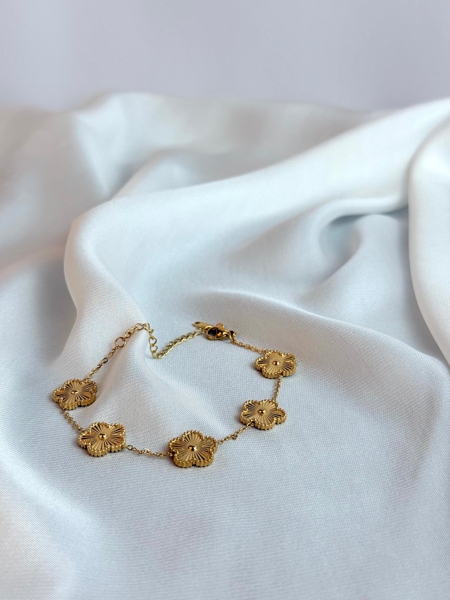 Fünfblättriges Kleeblatt Armband Gold - Glücksarmband