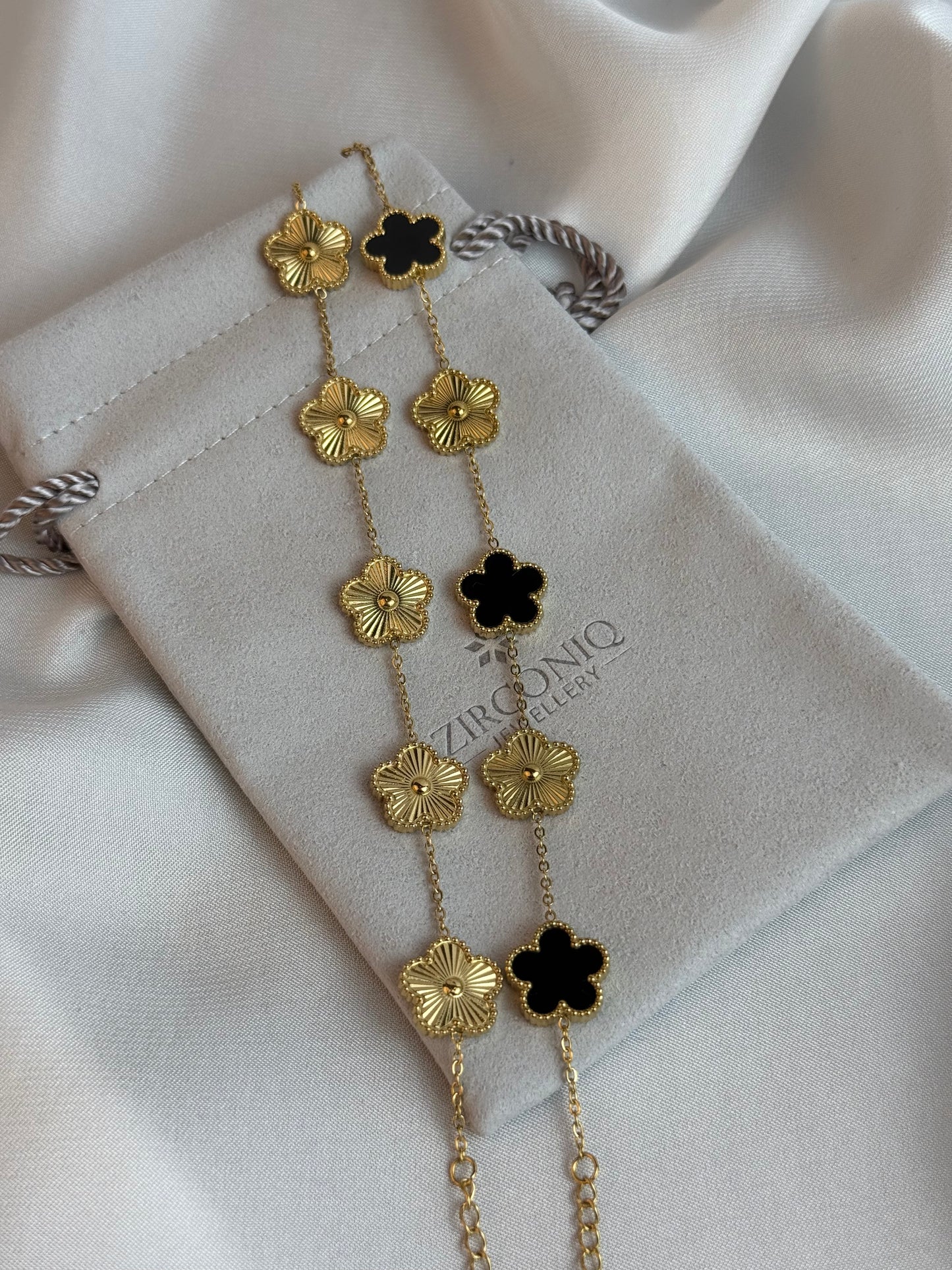 Fünfblättriges Kleeblatt Armband Gold - Glücksarmband