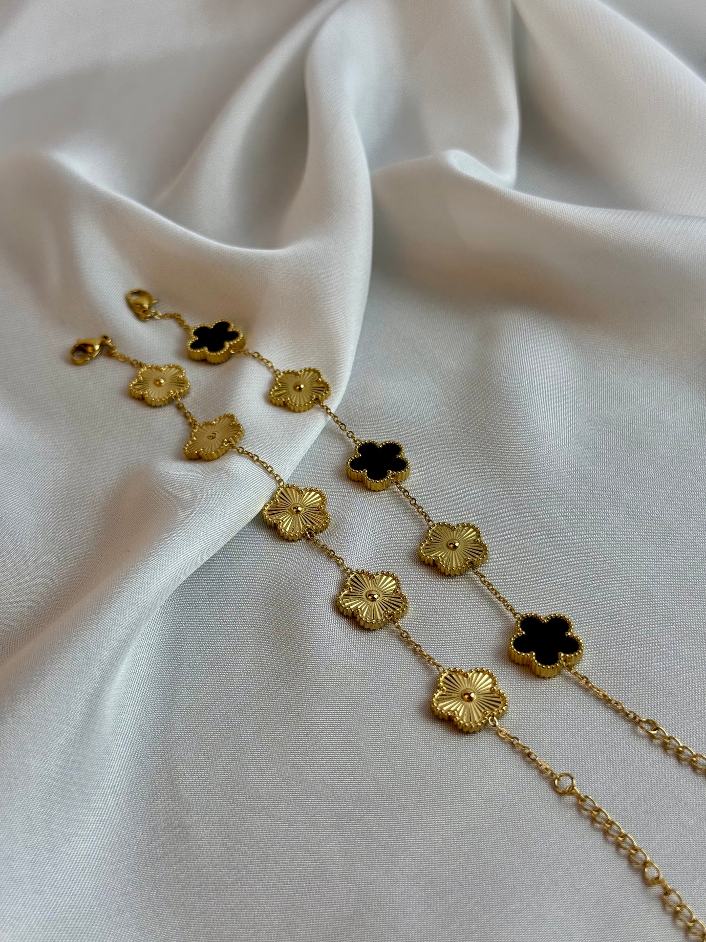 Fünfblättriges Kleeblatt Armband Gold - Glücksarmband