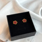 Gold Plated Red Clover Earrings, Lucky Five Leaves  Clover Earrings, Stainless Steel Gold Plated Earrings, Lucky Jewelry for Her