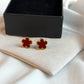 Gold Plated Red Clover Earrings, Lucky Five Leaves  Clover Earrings, Stainless Steel Gold Plated Earrings, Lucky Jewelry for Her