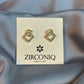 Gold Double Square Earrings with Crystals
