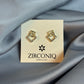 Gold Double Square Earrings with Crystals