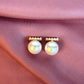 Elegant Pearl and Gold Moon Stud Earrings