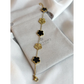 Black and Gold Lucky Bracelet - Double Sided Five Leaf Clover Bracelet