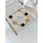 Black and Gold Lucky Bracelet - Double Sided Five Leaf Clover Bracelet