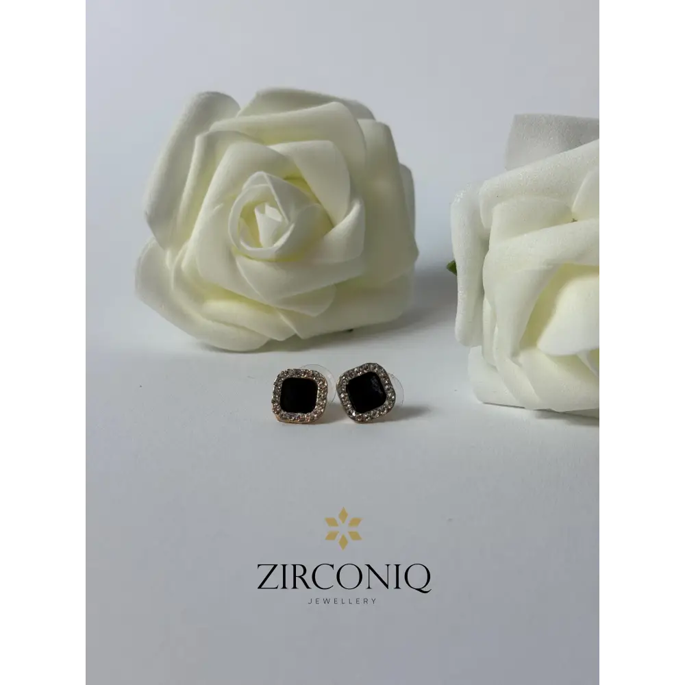 Chic Black Gem Stud Earring