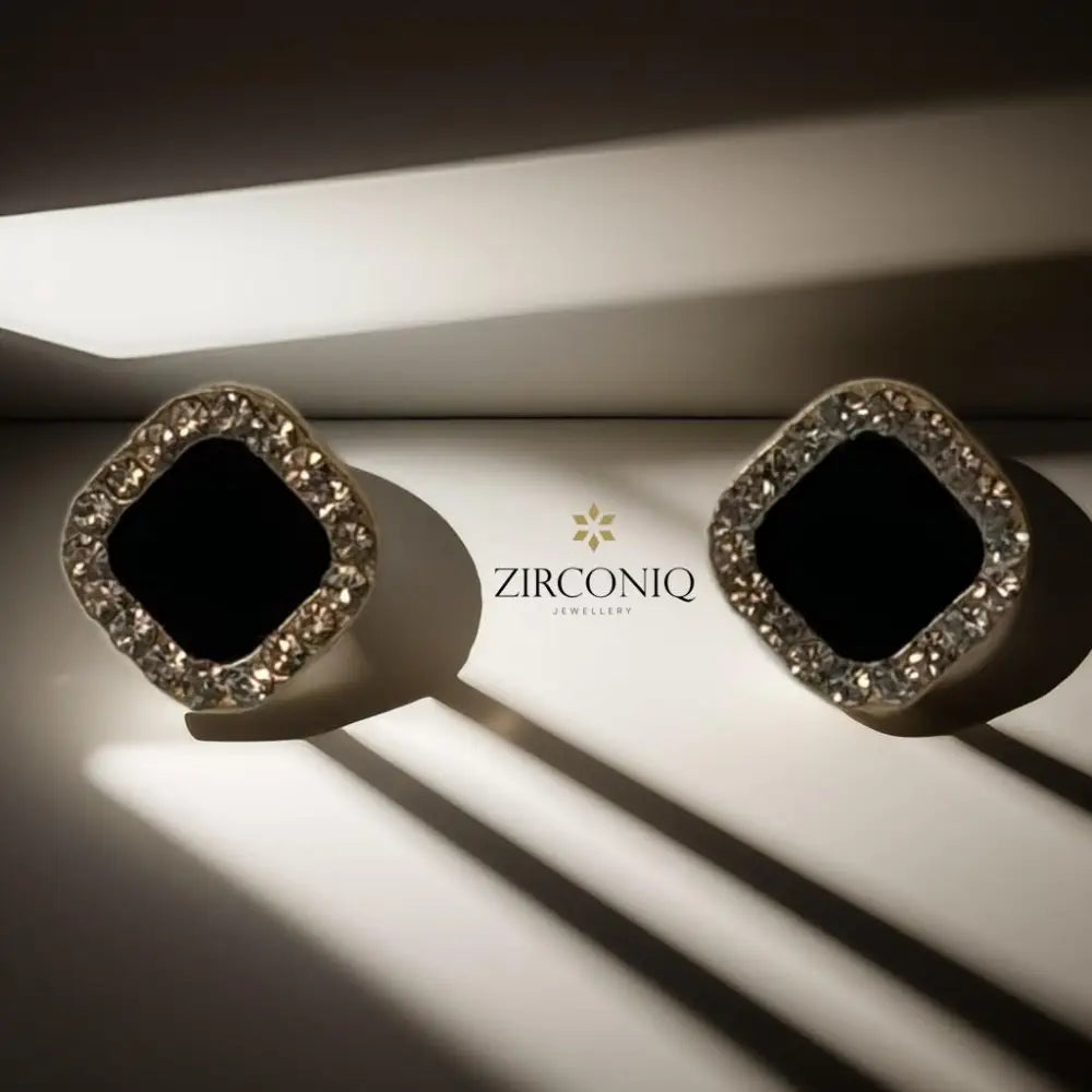 Chic Black Gem Stud Earring