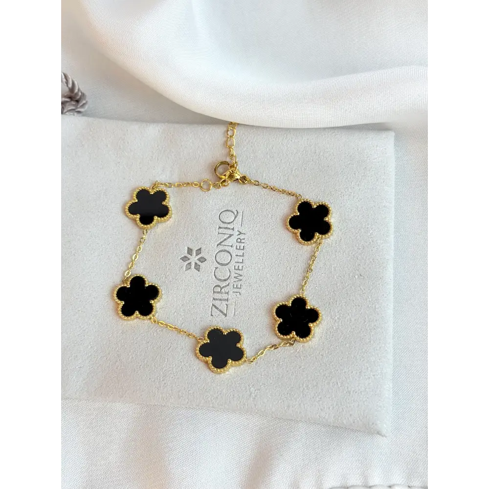 Five Leaf Clover Bracelet Black - Lucky Bracelet