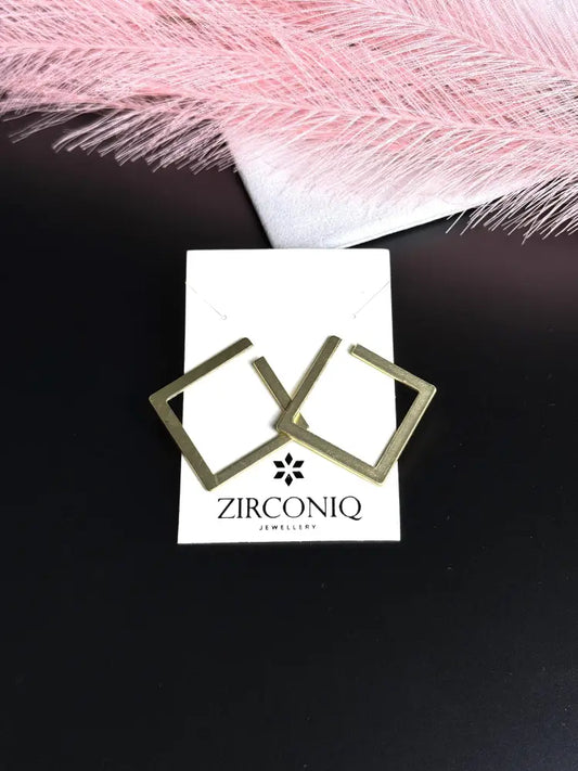 Geometric Gold-Plated Square Earrings
