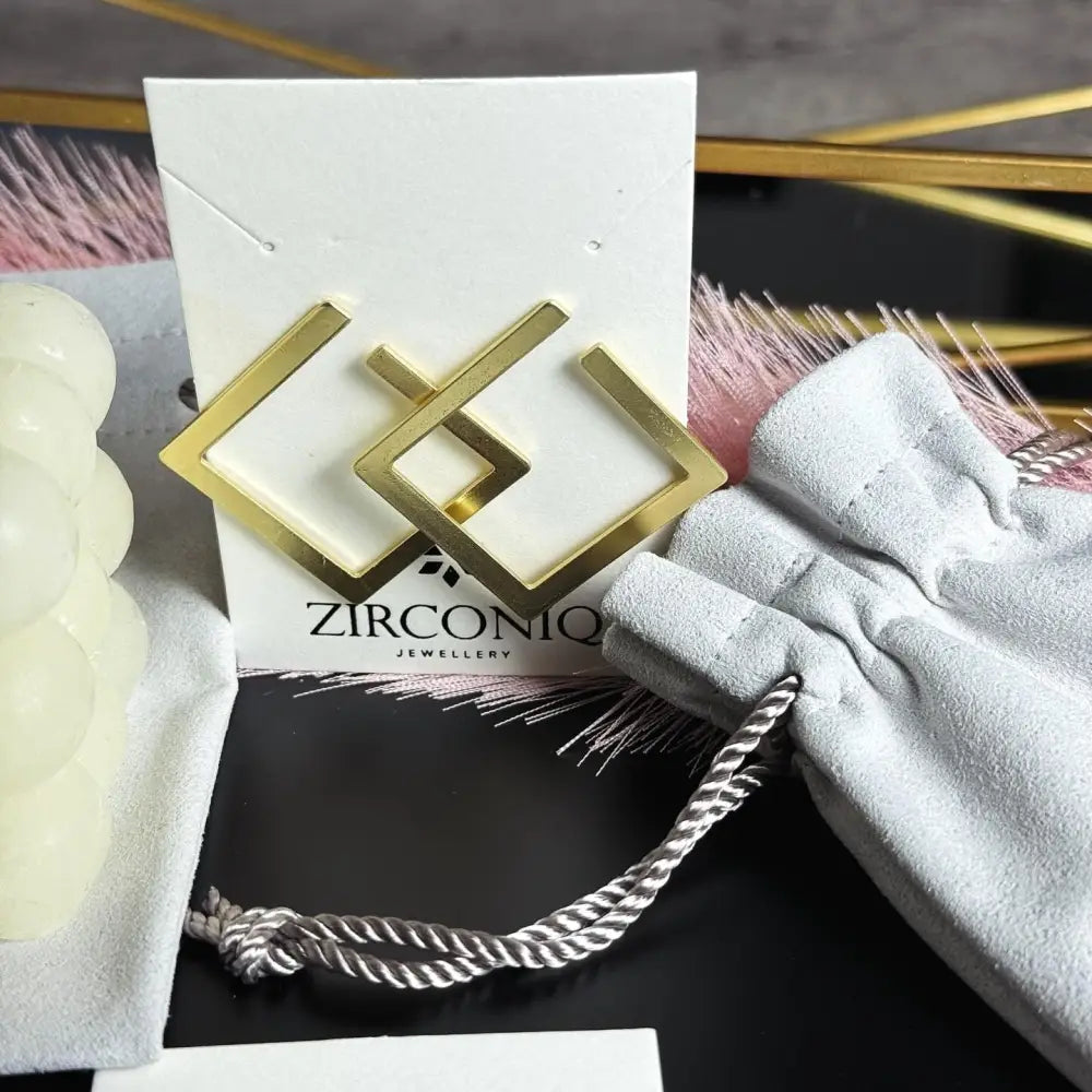 Geometric Gold-Plated Square Earrings
