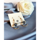 Gold Crescent Moon Earrings with Crystal Drops