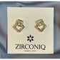 Gold Double Square Earrings with Crystals