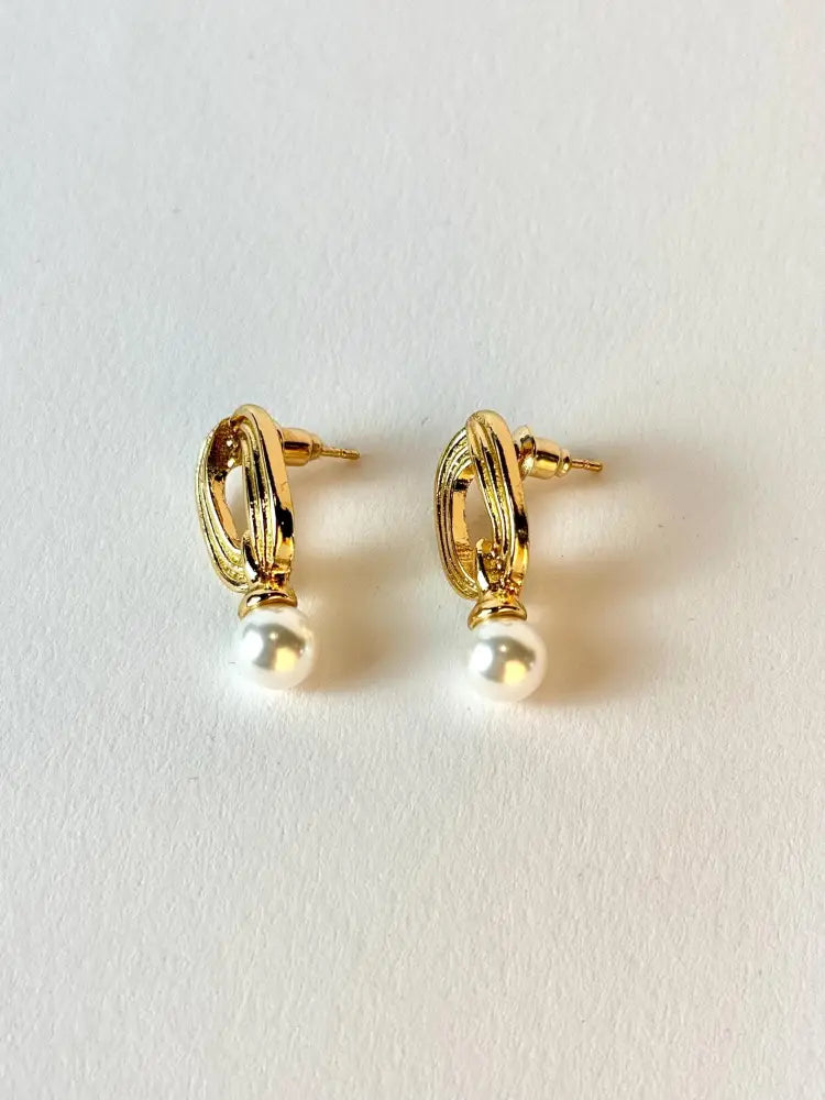 Gold Oval Drop Earrings