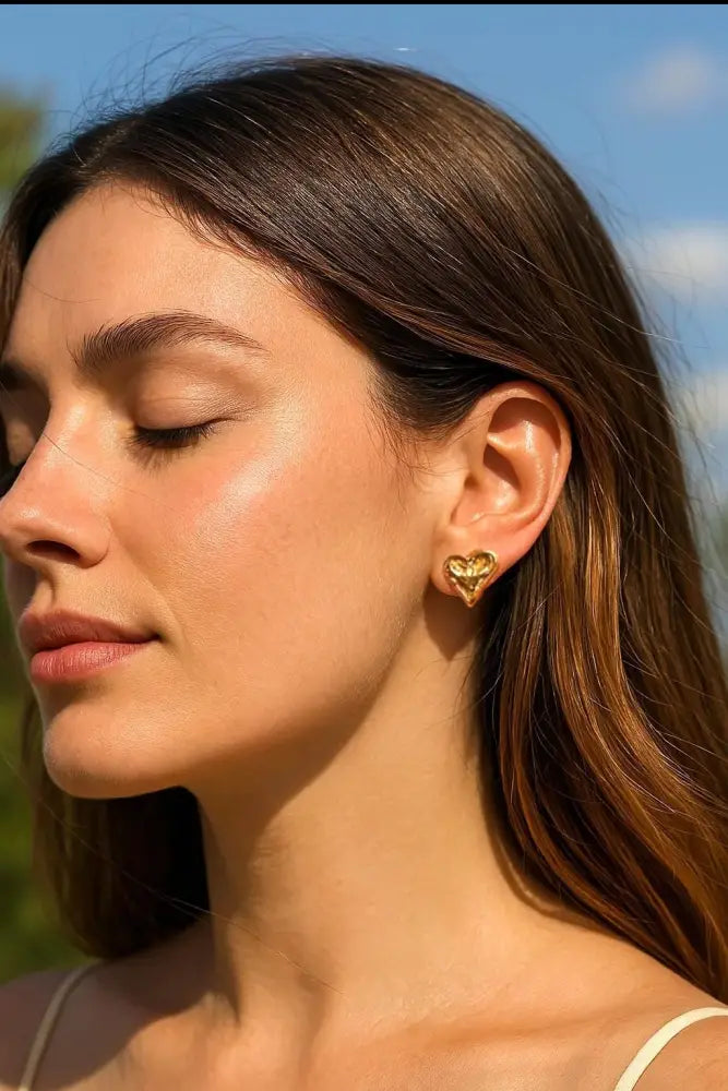 Gold Plated 18k Heart Stud Earrings