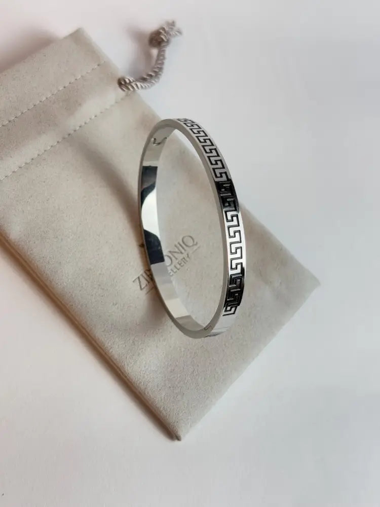 Gold Plated Bangle Bracelet by Zirconiq - Silver