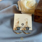 Gold Crescent Moon Earrings with Crystal Drops