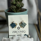 Elegant Blue Enamel Square Pearl Stud