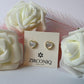 Gold Heart Stud Earrings with Mother of Pearl