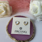 Gold Heart Stud Earrings with Mother of Pearl