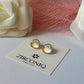 Gold Heart Stud Earrings with Mother of Pearl