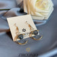 Gold Crescent Moon Earrings with Crystal Drops