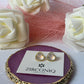 Gold Heart Stud Earrings with Mother of Pearl