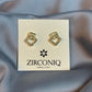 Gold Double Square Earrings with Crystals